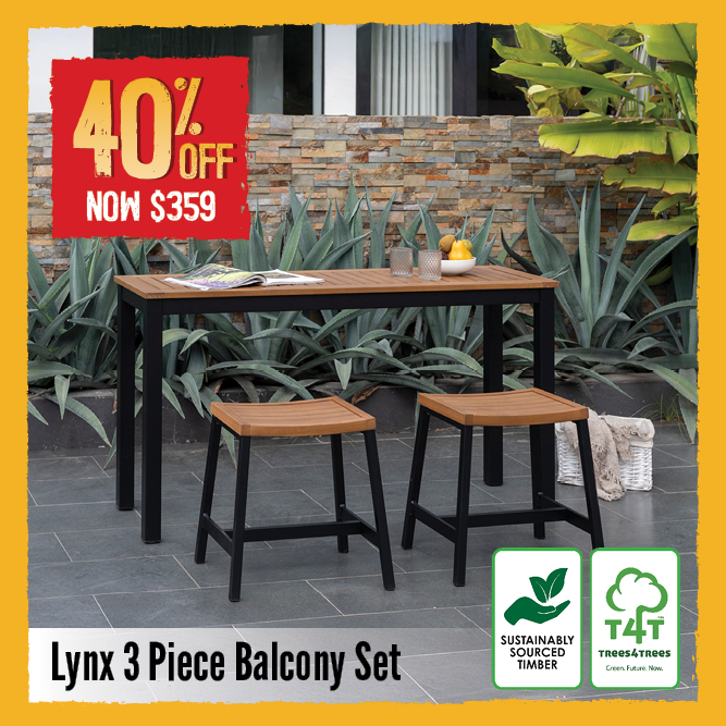 Now $359 40% Off Lynx 3 Piece Balcony Set | Shop Now